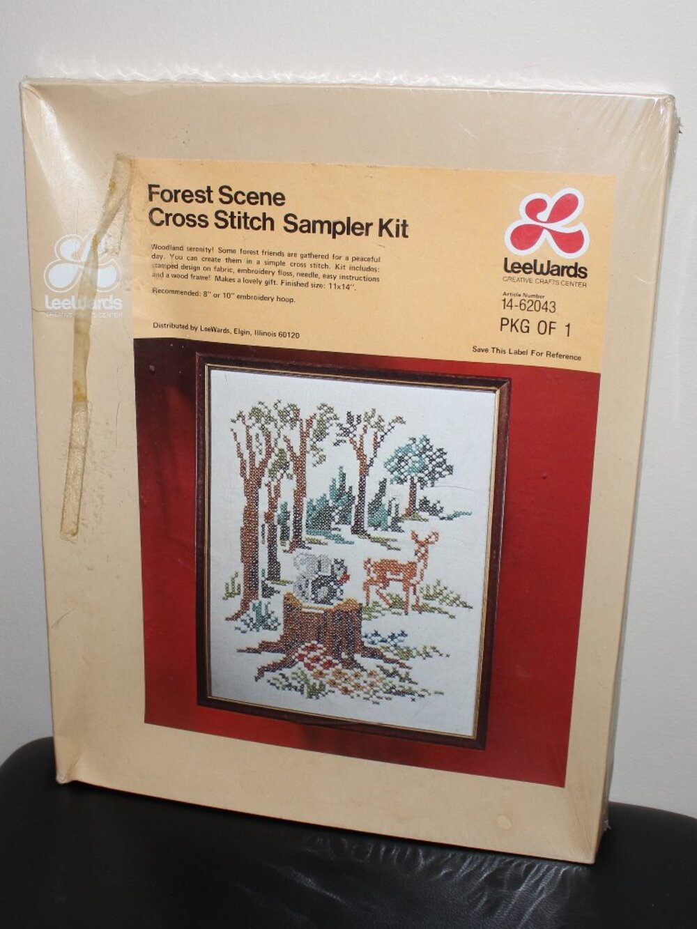 3/$77❤️sealed LEEWARDS Forest Scene Cross Stitch Kit 11x14 Deer Squirrel Woods
